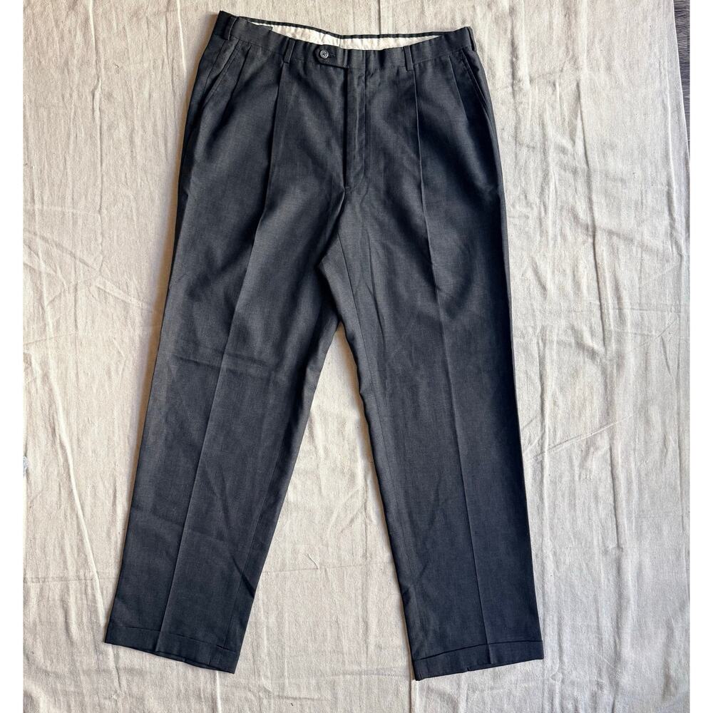 Vintage Christian Dior Monsieur Pants Men's 34X32 Pleated Gray Tailored in USA